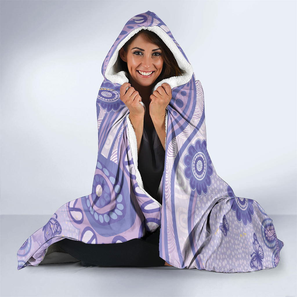 Personalised Epilepsy Support Hooded Blanket Purple Ribbon Butterfly And Brain Aboriginal Art