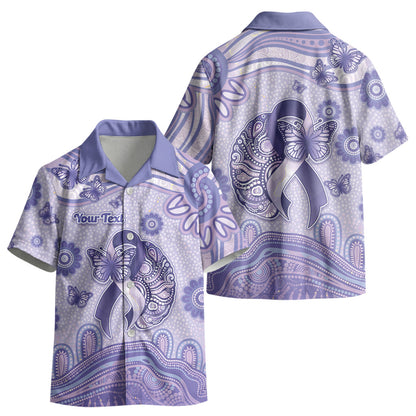 Personalised Epilepsy Support Kid Hawaiian Shirt Purple Ribbon Butterfly And Brain Aboriginal Art