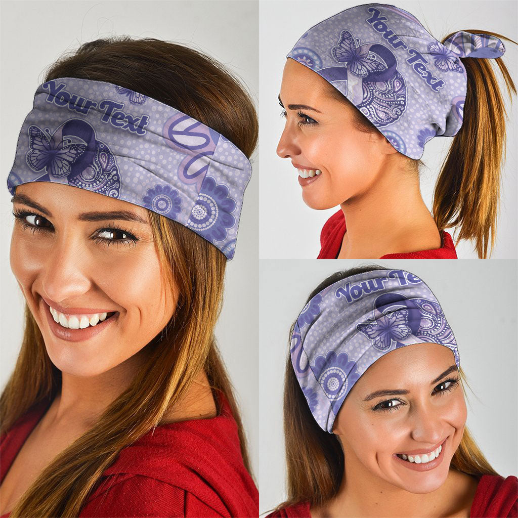 Personalised Epilepsy Support Neck Gaiter Purple Ribbon Butterfly And Brain Aboriginal Art