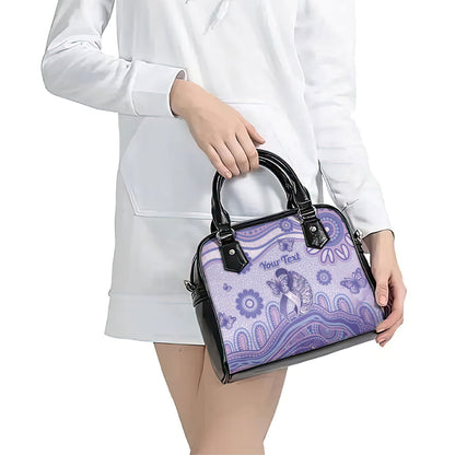 Personalised Epilepsy Support Shoulder Handbag Purple Ribbon Butterfly And Brain Aboriginal Art