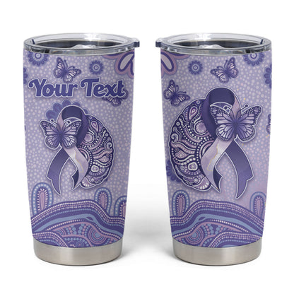 Personalised Epilepsy Support Tumbler Cup Purple Ribbon Butterfly And Brain Aboriginal Art
