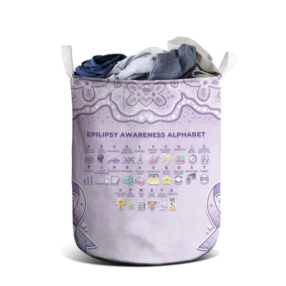 Epilepsy Support Laundry Basket Purple Ribbon Butterfly Cute Style
