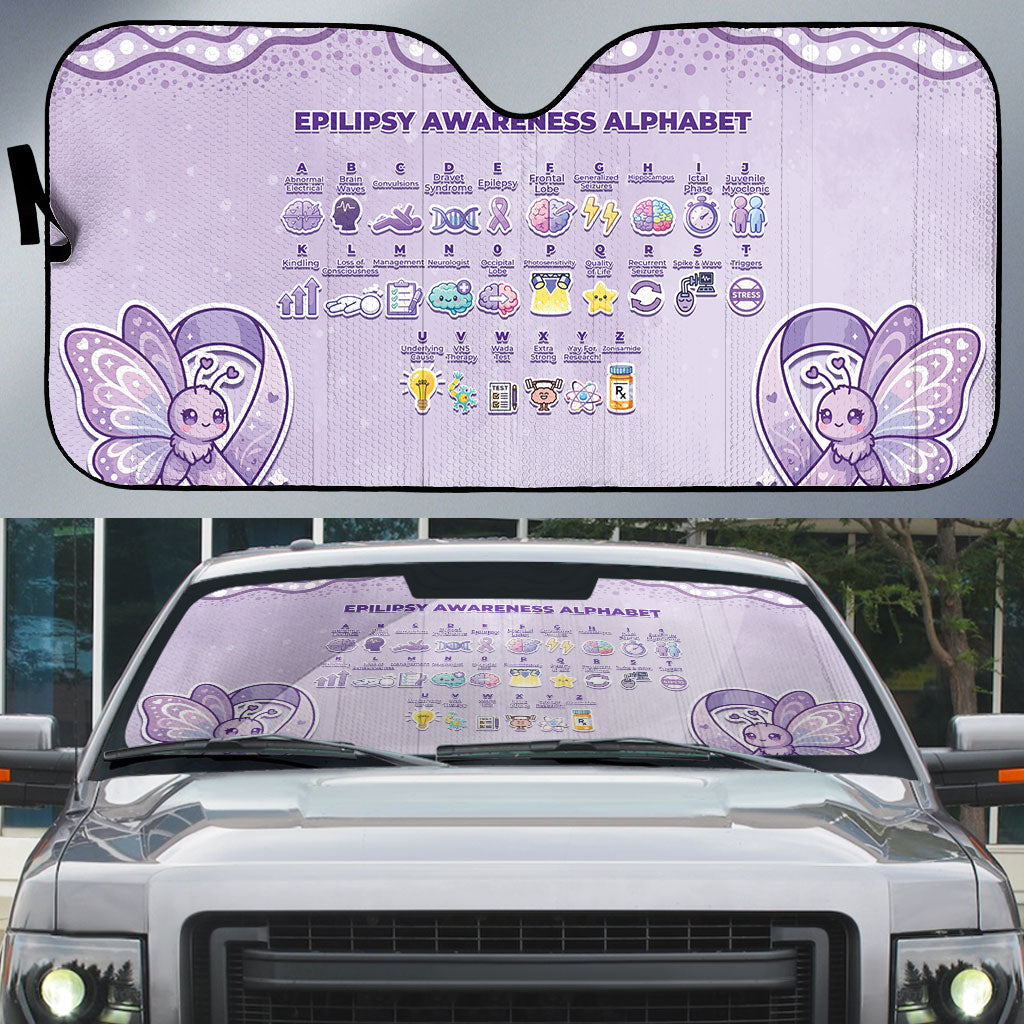 Epilepsy Support Auto Sun Shade Purple Ribbon Butterfly Cute Style