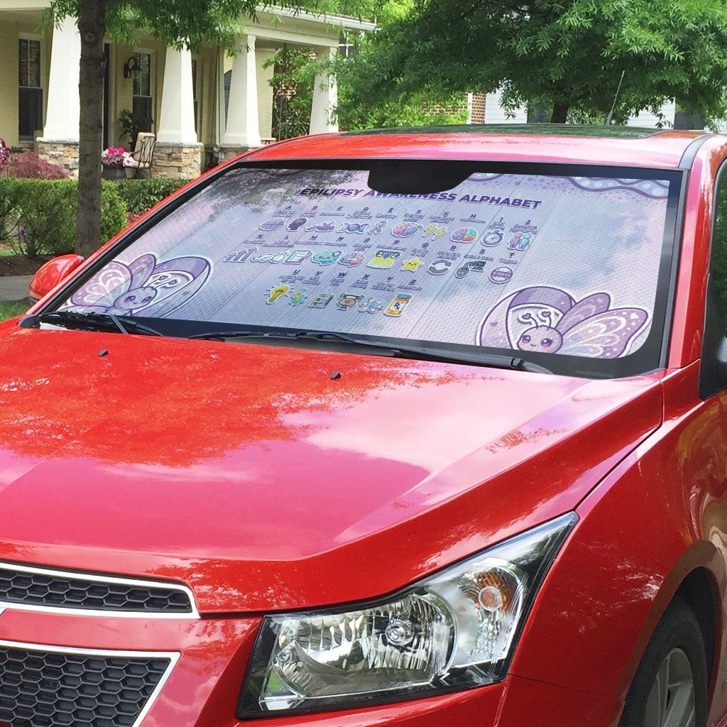 Epilepsy Support Auto Sun Shade Purple Ribbon Butterfly Cute Style