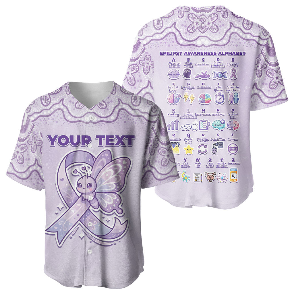 Personalised Epilepsy Support Baseball Jersey Purple Ribbon Butterfly Cute Style
