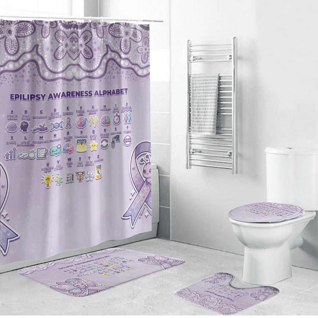 Epilepsy Support Bathroom Set Purple Ribbon Butterfly Cute Style
