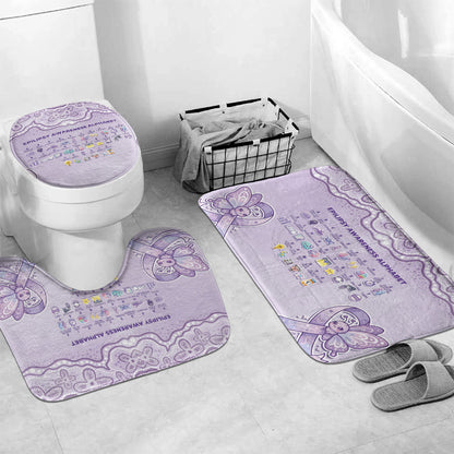 Epilepsy Support Bathroom Set Purple Ribbon Butterfly Cute Style