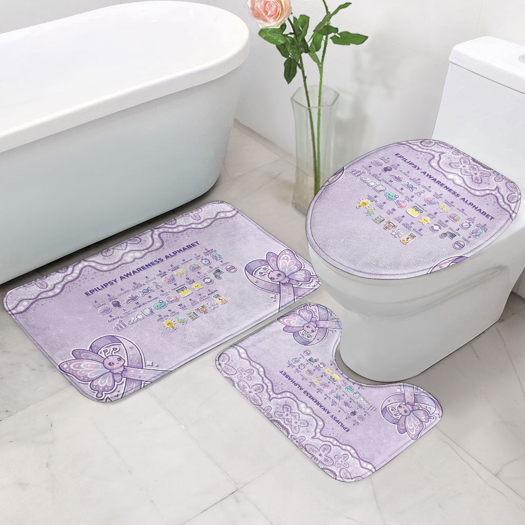 Epilepsy Support Bathroom Set Purple Ribbon Butterfly Cute Style