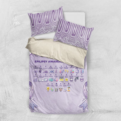 Epilepsy Support Bedding Set Purple Ribbon Butterfly Cute Style