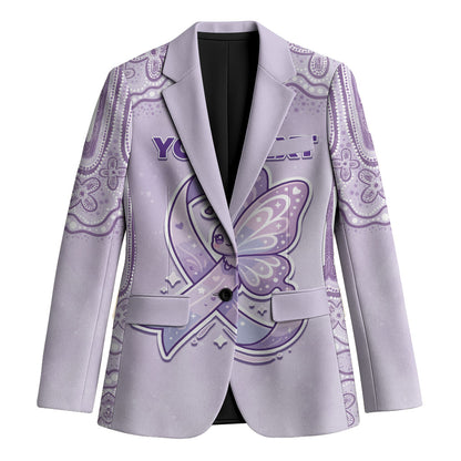 Personalised Epilepsy Support Blazer Purple Ribbon Butterfly Cute Style