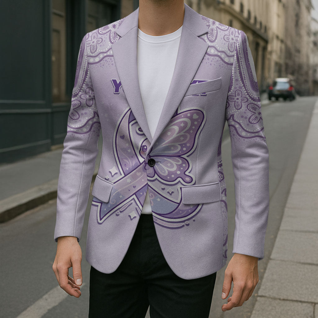 Personalised Epilepsy Support Blazer Purple Ribbon Butterfly Cute Style