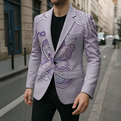 Personalised Epilepsy Support Blazer Purple Ribbon Butterfly Cute Style