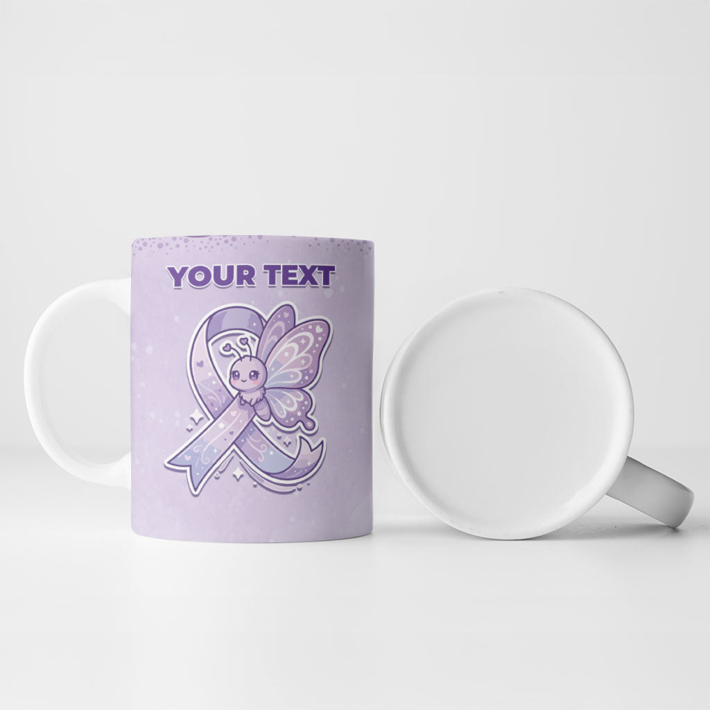 Personalised Epilepsy Support Ceramic Mug Purple Ribbon Butterfly Cute Style