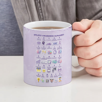 Personalised Epilepsy Support Ceramic Mug Purple Ribbon Butterfly Cute Style