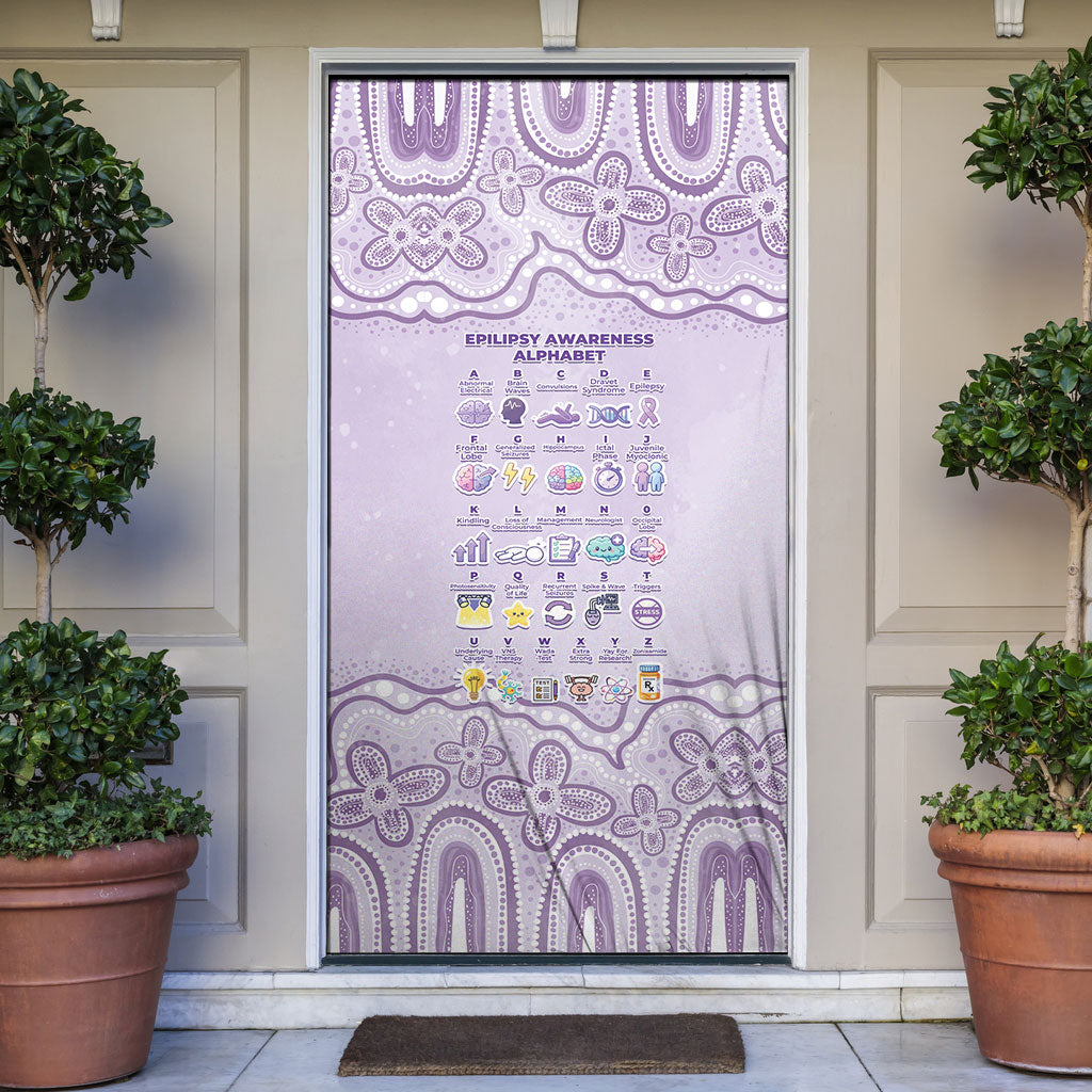 Epilepsy Support Door Cover Purple Ribbon Butterfly Cute Style