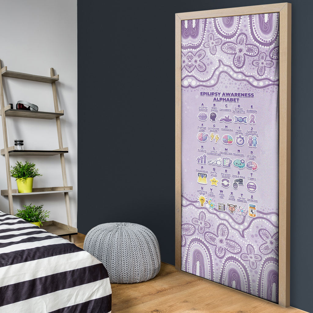 Epilepsy Support Door Cover Purple Ribbon Butterfly Cute Style