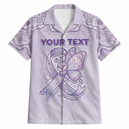 Personalised Epilepsy Support Hawaiian Shirt Purple Ribbon Butterfly Cute Style