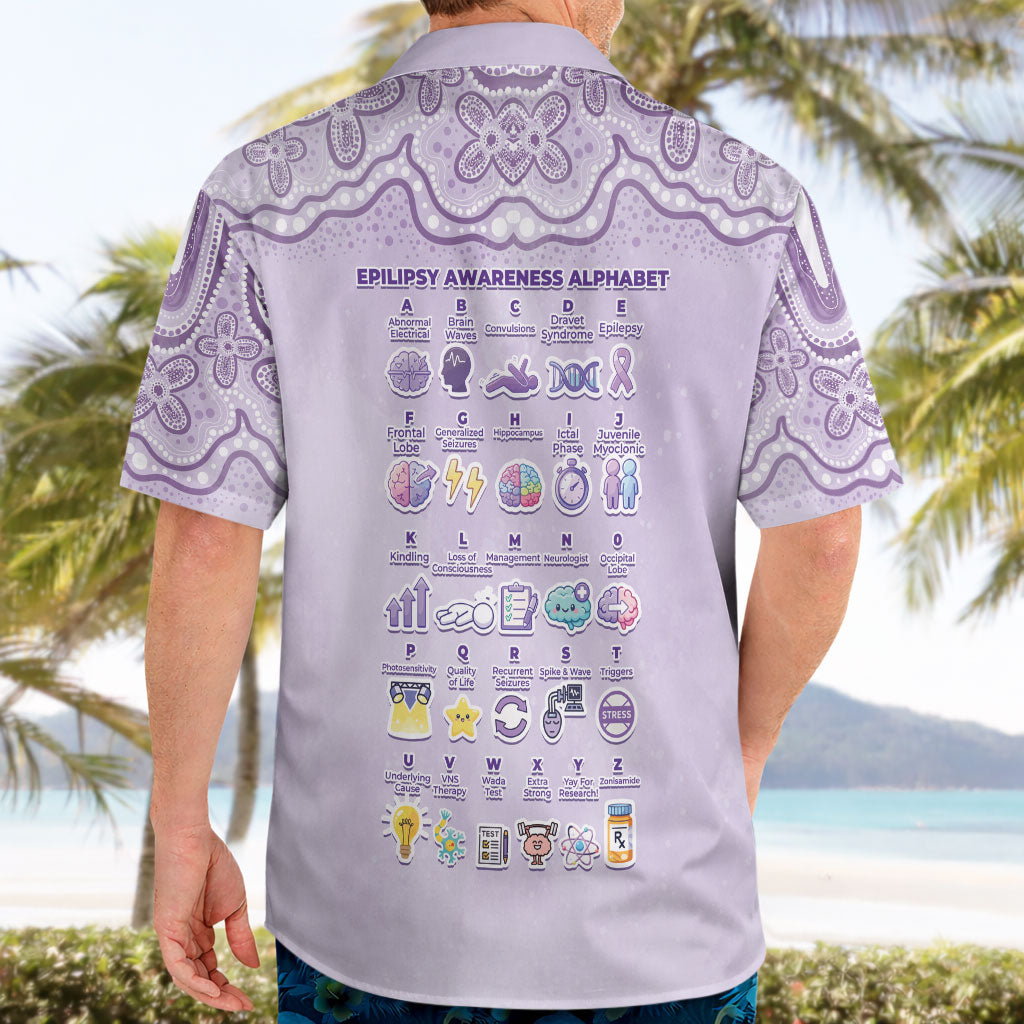 Personalised Epilepsy Support Hawaiian Shirt Purple Ribbon Butterfly Cute Style