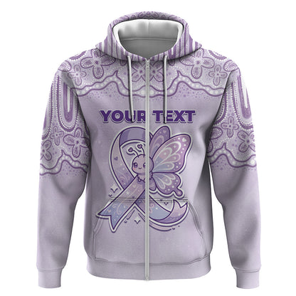Personalised Epilepsy Support Hoodie Purple Ribbon Butterfly Cute Style