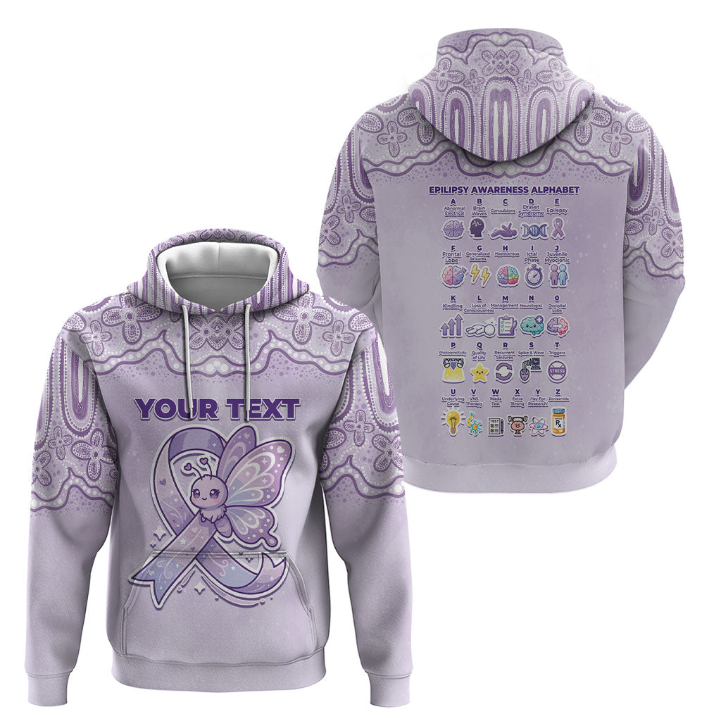 Personalised Epilepsy Support Hoodie Purple Ribbon Butterfly Cute Style