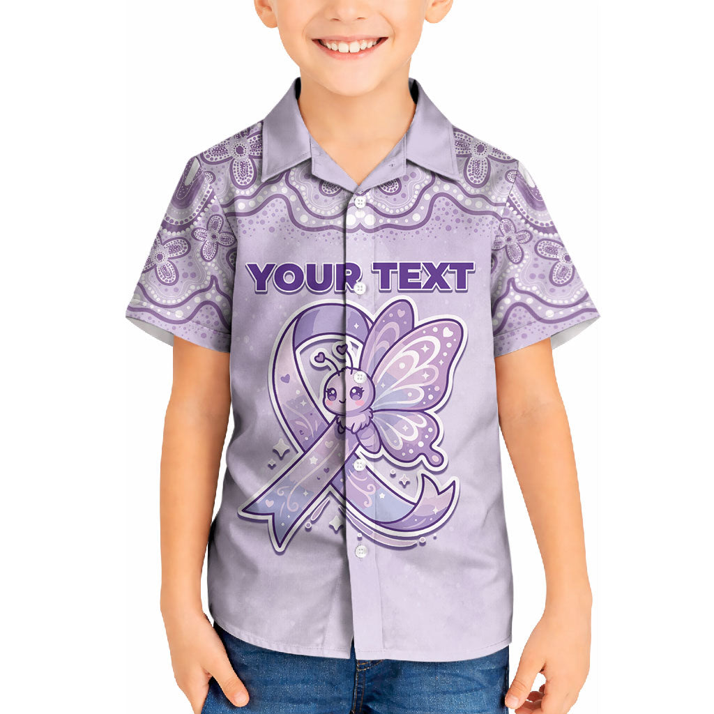 Personalised Epilepsy Support Kid Hawaiian Shirt Purple Ribbon Butterfly Cute Style