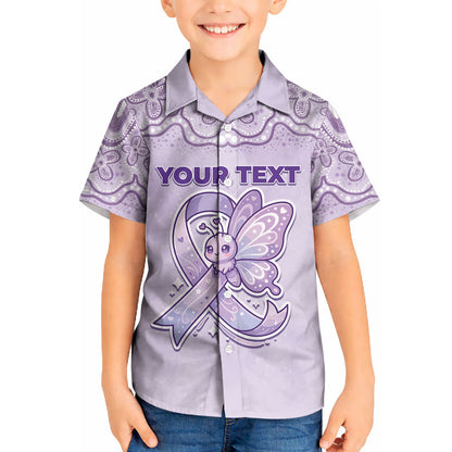 Personalised Epilepsy Support Kid Hawaiian Shirt Purple Ribbon Butterfly Cute Style
