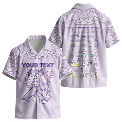 Personalised Epilepsy Support Kid Hawaiian Shirt Purple Ribbon Butterfly Cute Style