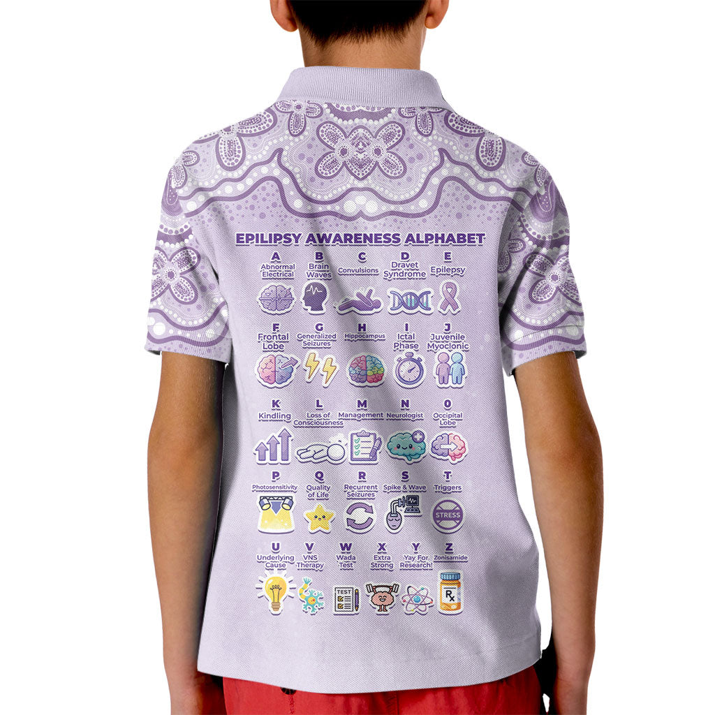 Personalised Epilepsy Support Kid Polo Shirt Purple Ribbon Butterfly Cute Style