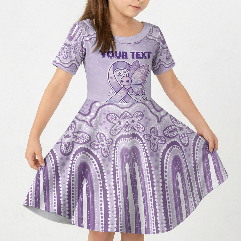 Personalised Epilepsy Support Kid Short Sleeve Dress Purple Ribbon Butterfly Cute Style
