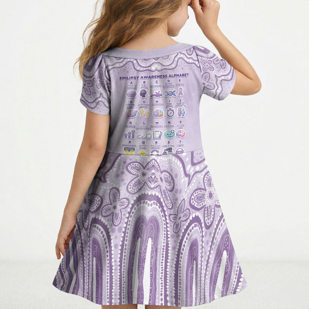 Personalised Epilepsy Support Kid Short Sleeve Dress Purple Ribbon Butterfly Cute Style