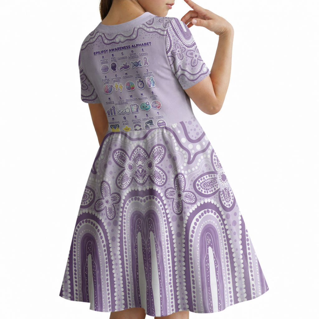 Personalised Epilepsy Support Kid Short Sleeve Dress Purple Ribbon Butterfly Cute Style