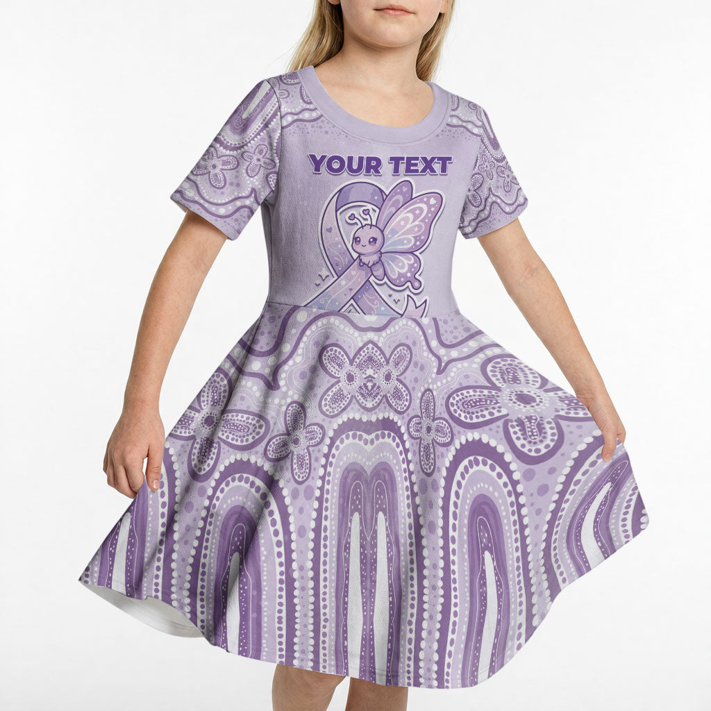 Personalised Epilepsy Support Kid Short Sleeve Dress Purple Ribbon Butterfly Cute Style