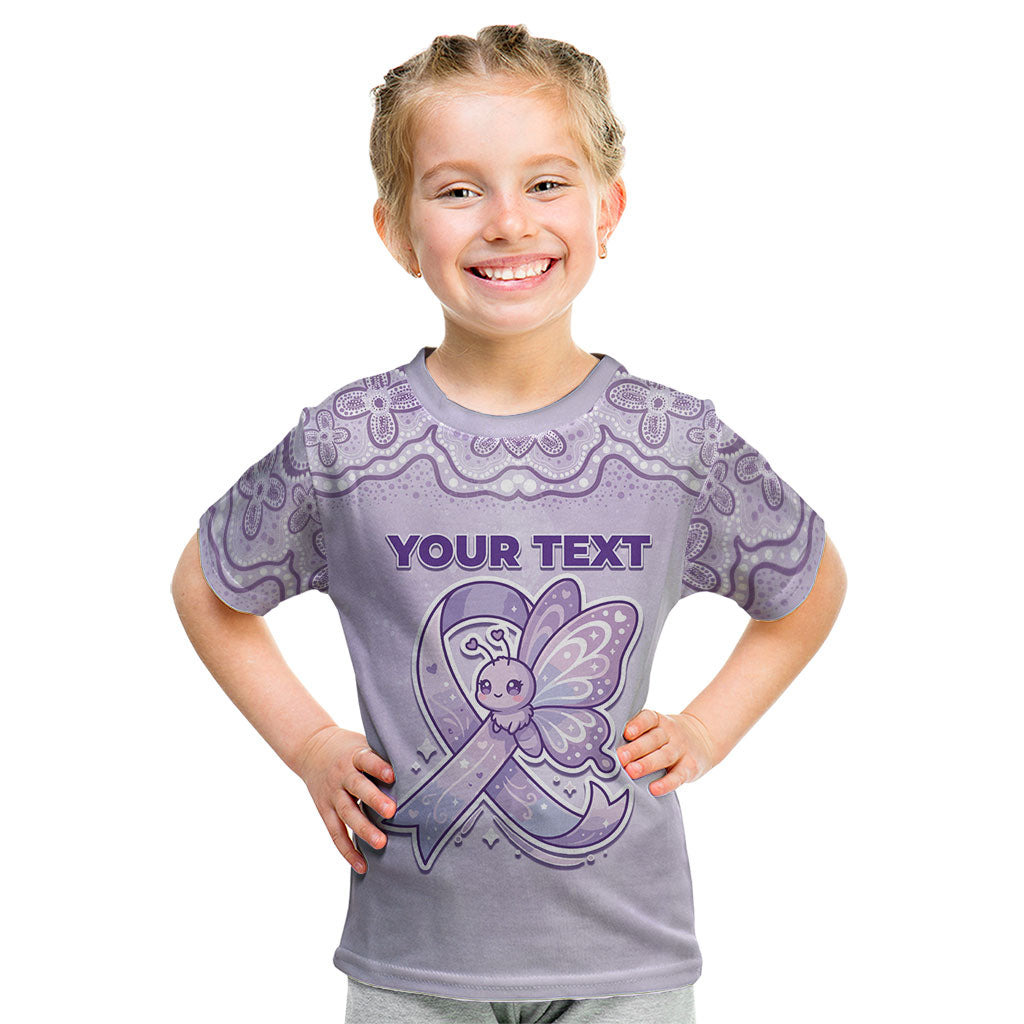 Personalised Epilepsy Support Kid T Shirt Purple Ribbon Butterfly Cute Style