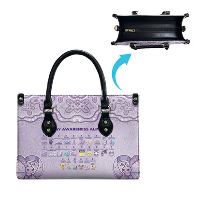 Epilepsy Support Leather Bag Purple Ribbon Butterfly Cute Style