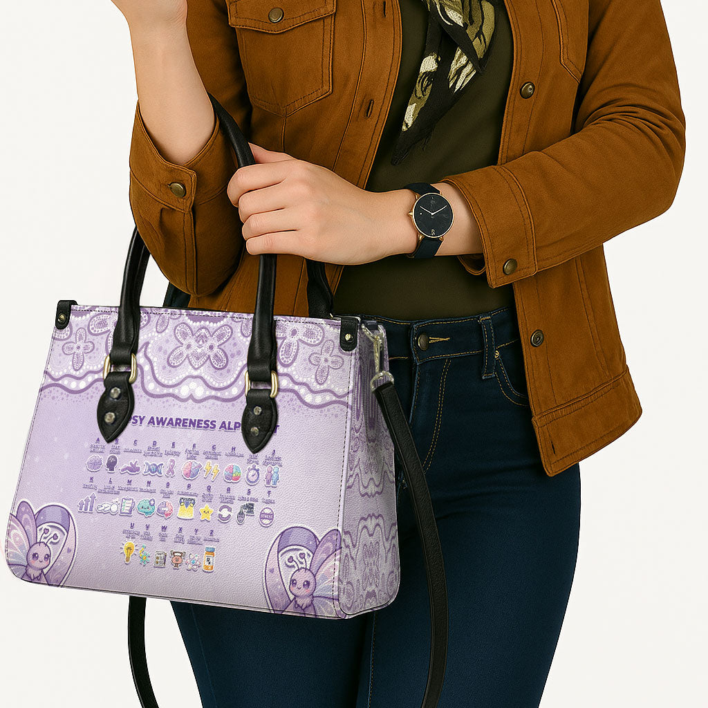 Epilepsy Support Leather Bag Purple Ribbon Butterfly Cute Style