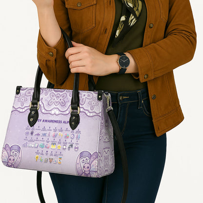 Epilepsy Support Leather Bag Purple Ribbon Butterfly Cute Style
