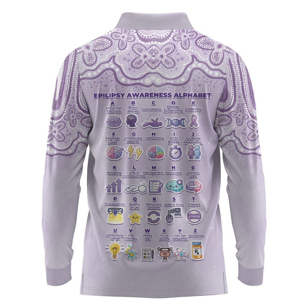 Personalised Epilepsy Support Long Sleeve Polo Shirt Purple Ribbon Butterfly Cute Style