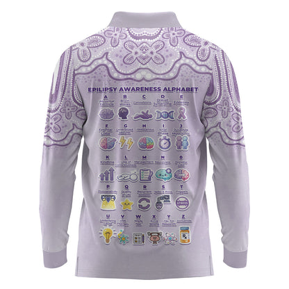 Personalised Epilepsy Support Long Sleeve Polo Shirt Purple Ribbon Butterfly Cute Style
