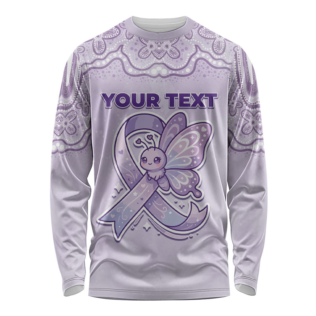 Personalised Epilepsy Support Long Sleeve Shirt Purple Ribbon Butterfly Cute Style