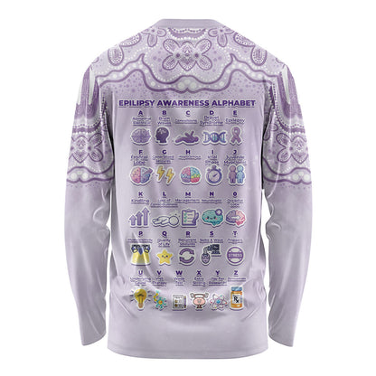 Personalised Epilepsy Support Long Sleeve Shirt Purple Ribbon Butterfly Cute Style