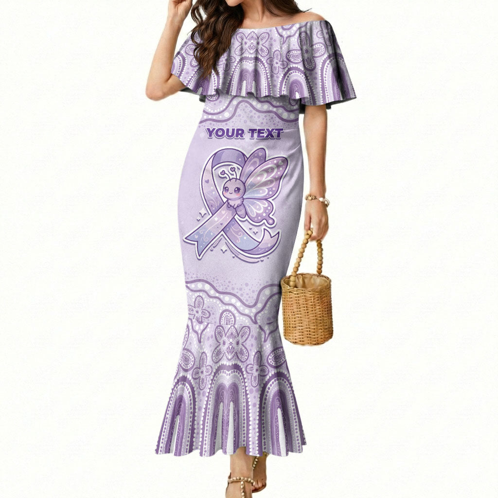 Personalised Epilepsy Support Mermaid Dress Purple Ribbon Butterfly Cute Style