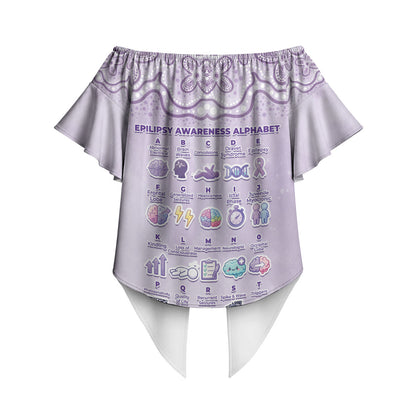 Personalised Epilepsy Support Off Shoulder Wrap Waist Top Purple Ribbon Butterfly Cute Style