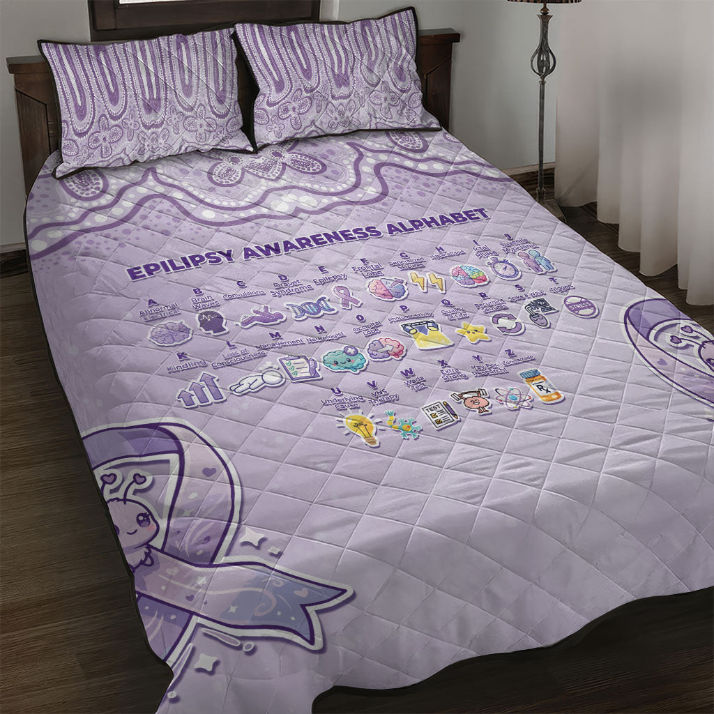 Epilepsy Support Quilt Bed Set Purple Ribbon Butterfly Cute Style