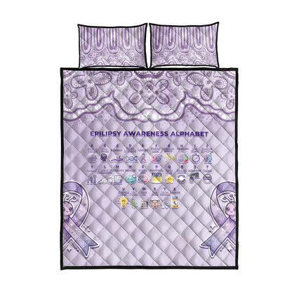 Epilepsy Support Quilt Bed Set Purple Ribbon Butterfly Cute Style