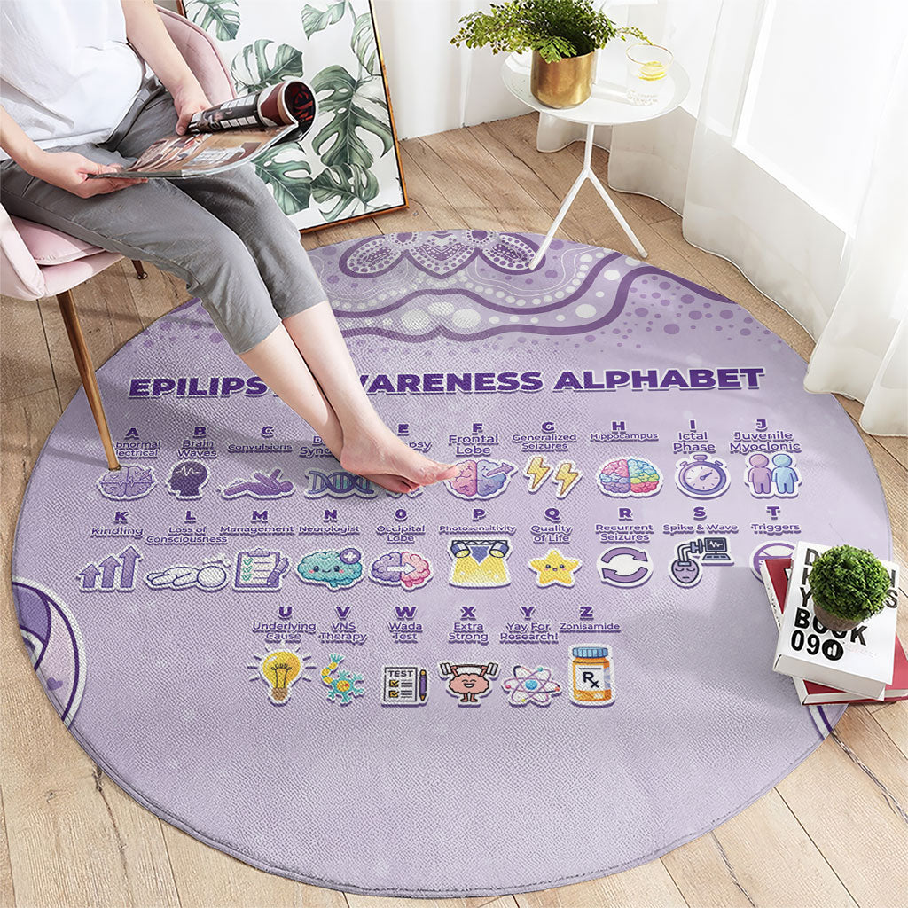 Epilepsy Support Round Carpet Purple Ribbon Butterfly Cute Style