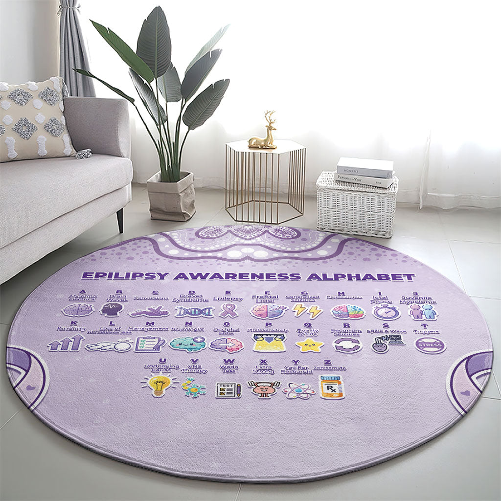 Epilepsy Support Round Carpet Purple Ribbon Butterfly Cute Style