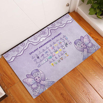 Epilepsy Support Rubber Doormat Purple Ribbon Butterfly Cute Style