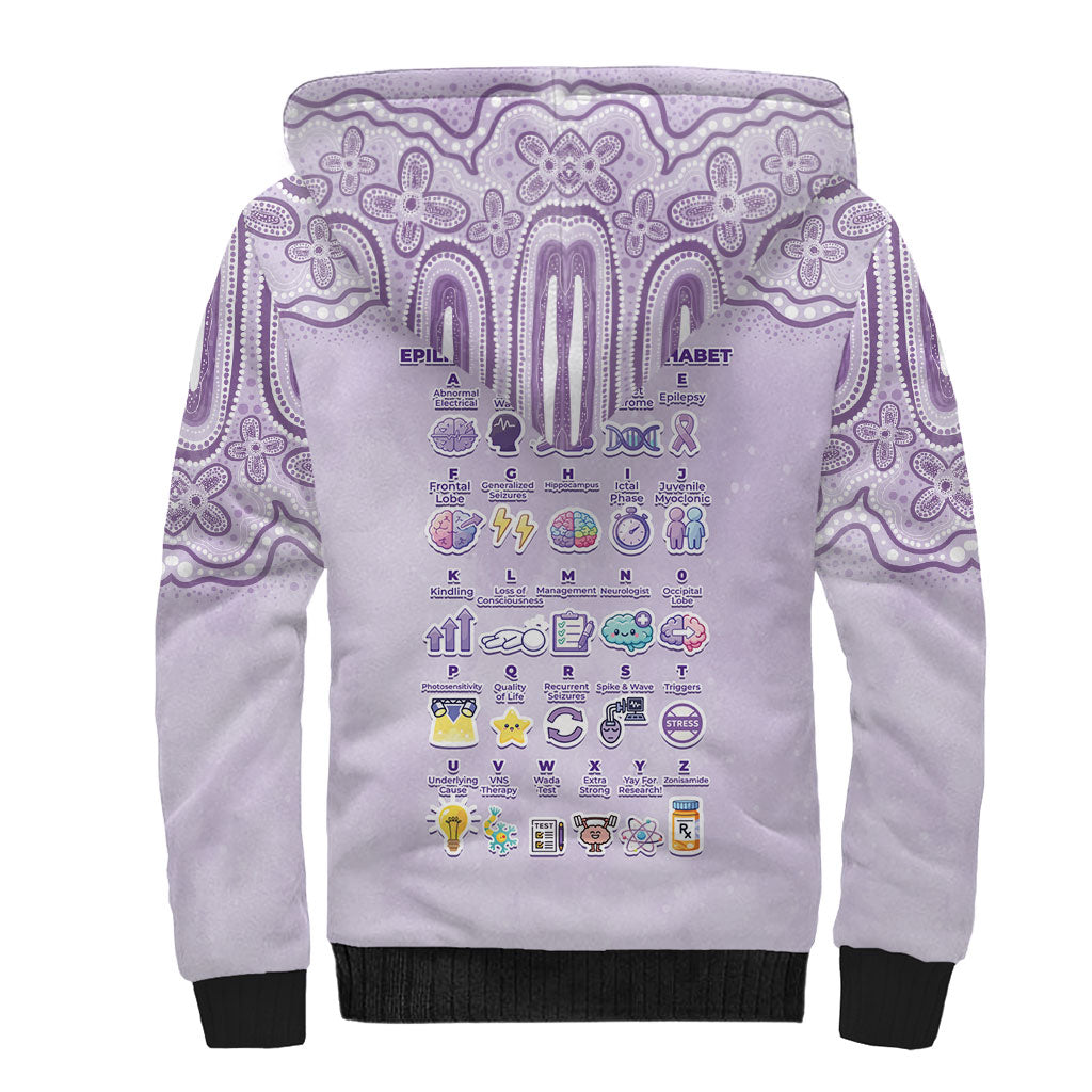 Personalised Epilepsy Support Sherpa Hoodie Purple Ribbon Butterfly Cute Style