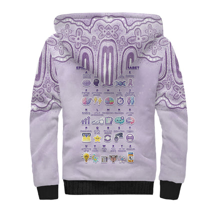 Personalised Epilepsy Support Sherpa Hoodie Purple Ribbon Butterfly Cute Style