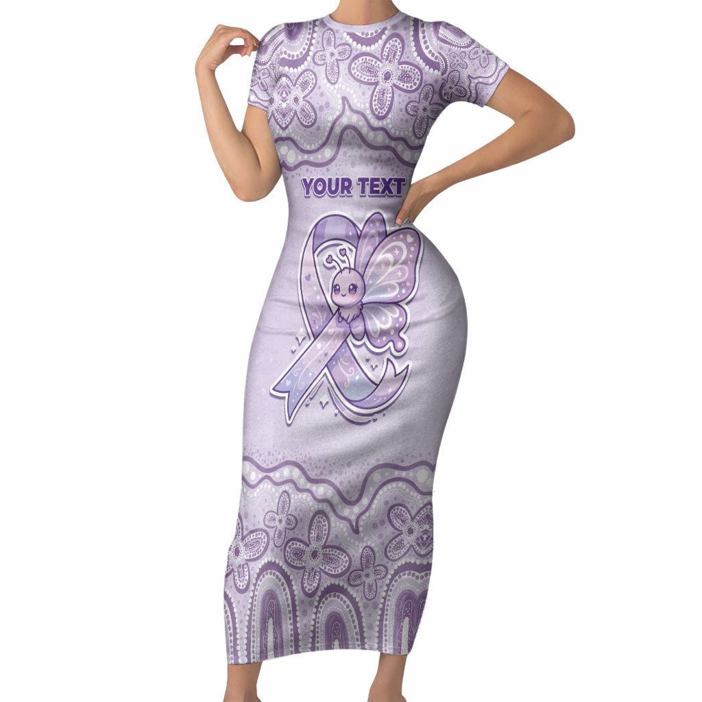 Personalised Epilepsy Support Short Sleeve Bodycon Dress Purple Ribbon Butterfly Cute Style